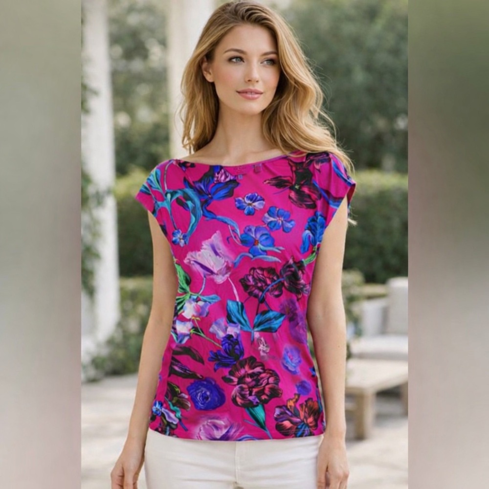 Ted Baker Floral Pink Women's Top Soft Viscose Pink